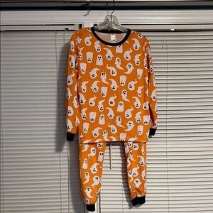 Kids Halloween 2pc Ghost Pajamas - Orange and white